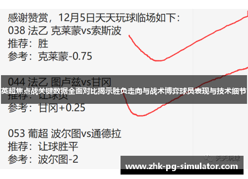 英超焦点战关键数据全面对比揭示胜负走向与战术博弈球员表现与技术细节